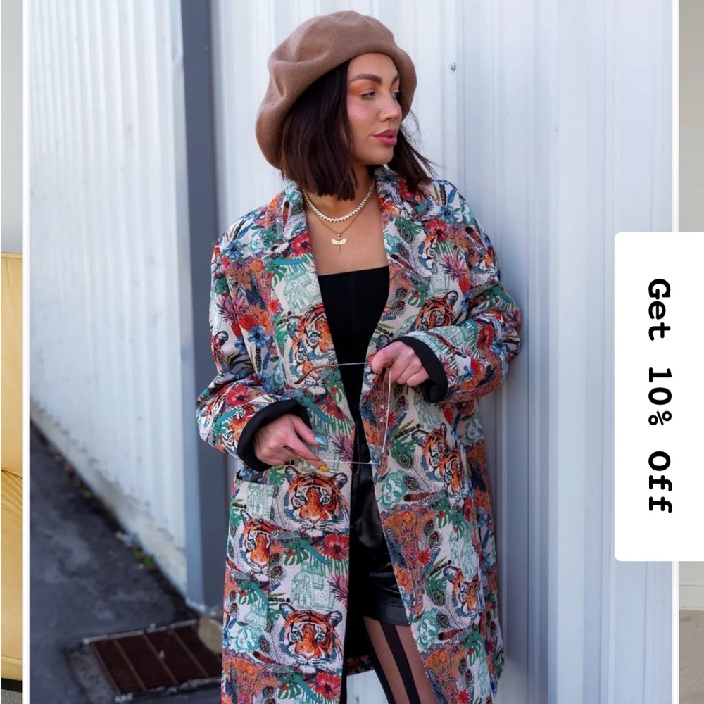 Dressed in Lala Scorpio Coat in Wild Soul Jacquard